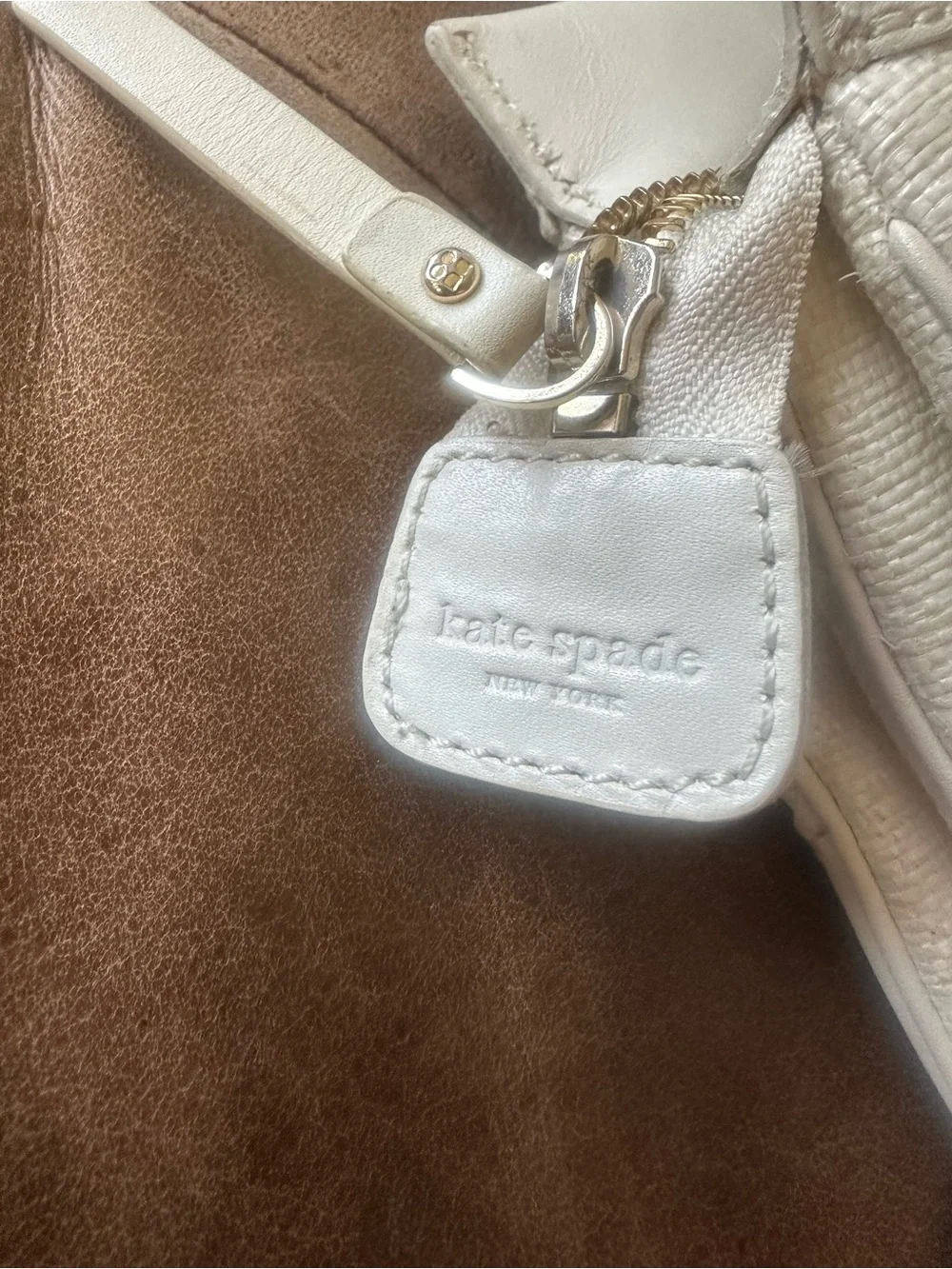 kate spade Ivory Woven & Leather Satchel